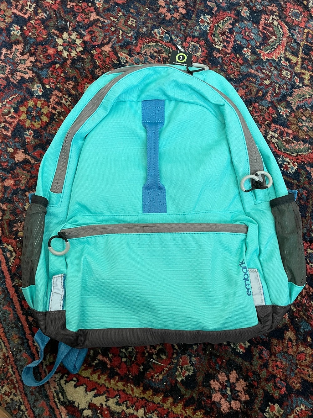 NWT Embark Turquoise Backpack/ Bookbag with Gray Accents
